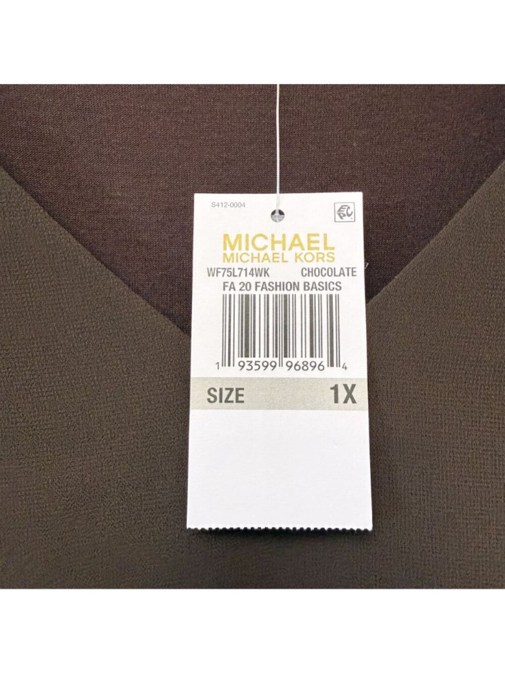 MICHAEL KORS Tunic Top Plus Size 1X Brown Stretch Knit Chiffon Blouse NWT - Picture 4 of 13